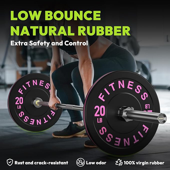 Bumper Plates 2 - Inch Olympic Weight Plate Set for Barbell, 10-55 lb Rubber Weights Sets for Home Gym, Strength Training Plate, Weight Lifting, Black-StrideForce Fitness