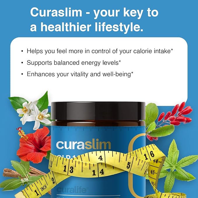 Curaslim Weight Loss Supplement | 10 Natural Ingredients, Berberine, 5HTP, L-Glutamine, Saffron | Appetite Suppressant, Support Energy, Metabolism & Sleep | 120 Capsules-StrideForce Fitness