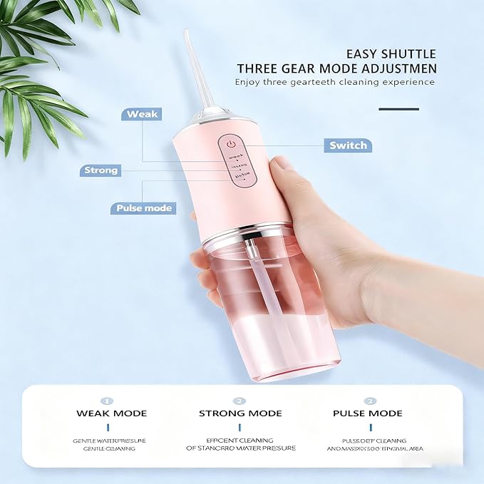 Water Dental Flosser Teeth Pick, Cordless Portable Oral Irrigator for Teeth, Dentures, and Braces 4 Modes & Jet Tips, IPX7 Waterproof (White)