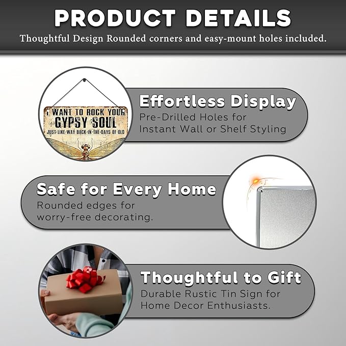 Dragonfly Decor I Want to Rock Your Soul Into The Mystic Vintage Metal Tin Sign for Home Cafe Bedroom Library Bookshelf Wall Decor 12 * 16inch-StrideForce Fitness