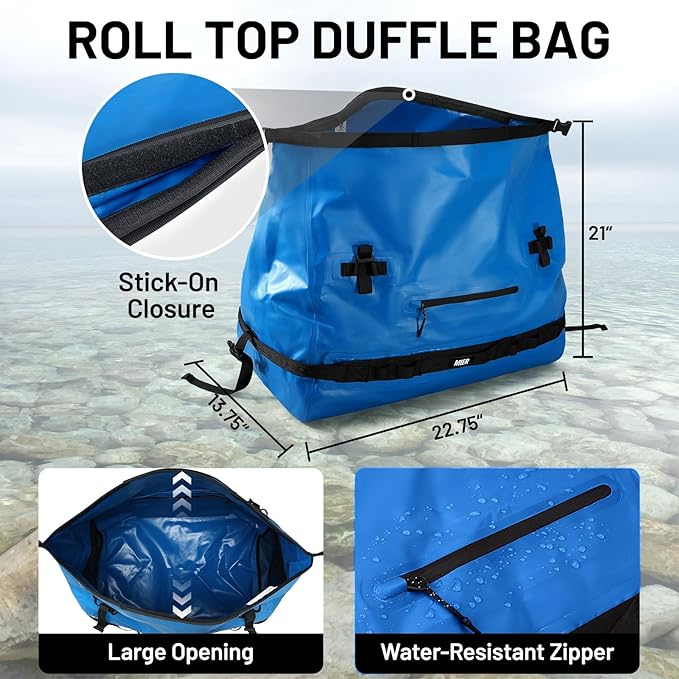 MIER Large Waterproof Duffel Bag Rolltop Dry Backpack Duffle Bags for Kayaking, Rafting, Boating, Swimming, Camping, Travel, Gym, Beach, 60L/80L-StrideForce Fitness