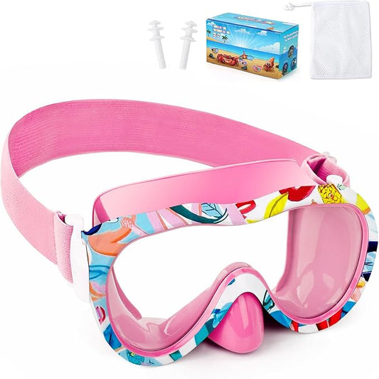 Kids Swim Goggles with Nose Cover, 180° Panoramic Snorkel Mask with Anti-Fog & Anti-Leak Design, Comfort Fabric Strap UV Protection Lens for Boys Girls Ages 3-15-StrideForce Fitness