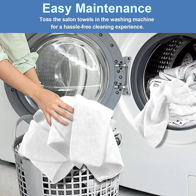 24 Pack Hand Towels Set - Highly Absorbent and Quick Drying Microfiber Gym Towels, Premium Wash Cloths for Bathroom, Salon, Gym, Shower, Hotel, and Spa - 16x27 inch (White)-StrideForce Fitness