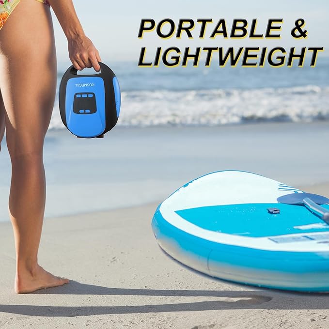 Paddle Board Pump Electric Portable, SUP Pump for Paddleboard, 20PSI Air Compressor with Auto-Off, Deflation Function and 12V DC Car Connector for Inflatables, Kayaks and Boats-StrideForce Fitness