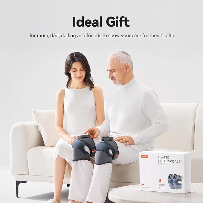 Cordless Knee Massager with Heat Vibration for Pain Relief, MAXwarm 4.0[2025 Upgraded] - Electric Heated Knee Brace with 5 Heat Levels and 3 Massage Mode, Gifts for Men Women (Grey, Single)