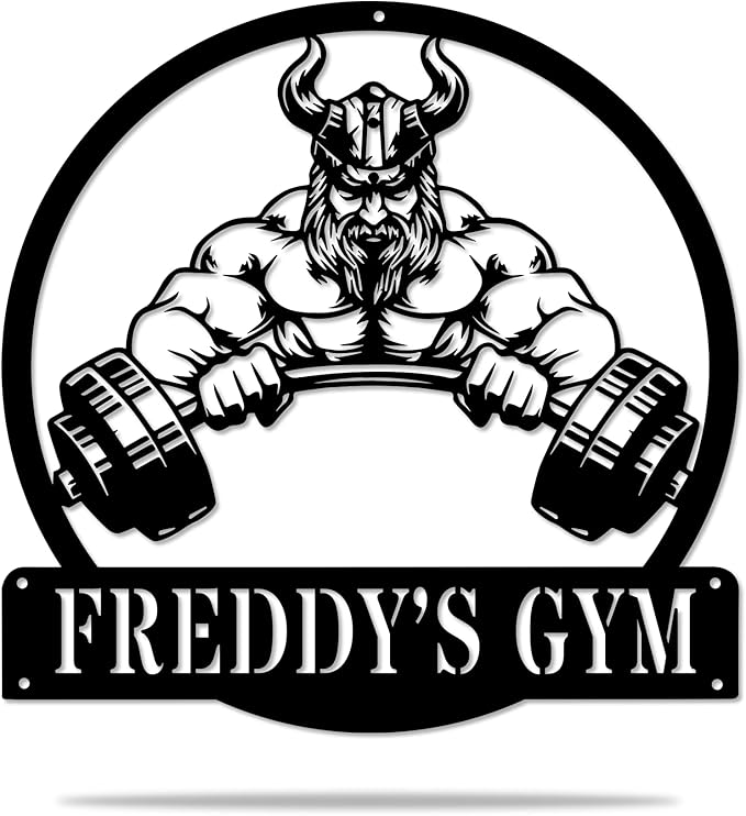 Custom Name Gym Metal Sign Personalized Fitness Wall Art Decor for Home, Workout Room, Garage, Powerlifting Center, Motivational Gift for Women, Men, Dad, Papa, Grandpa, Mother, Sister, Girls-StrideForce Fitness