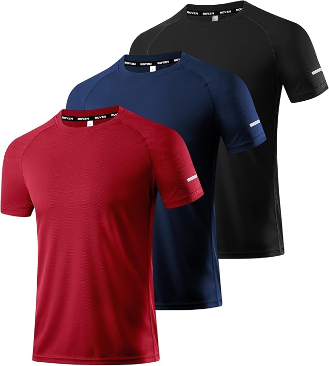 Boyzn 1, 3, 5 or 7 Pack Men's Workout Running Shirts, Dry Fit Moisture Wicking T-Shirt, Gym Athletic Short Sleeve Tee Shirts-StrideForce Fitness