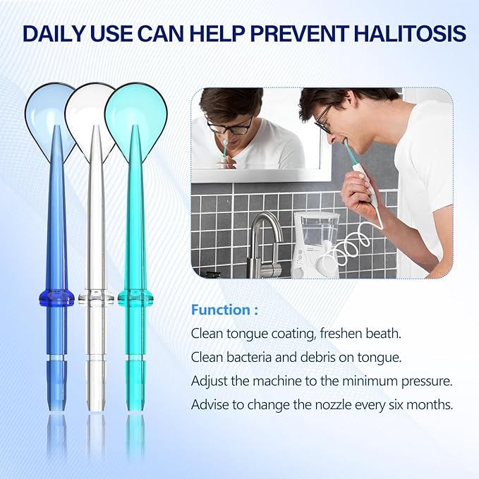 Tongue Scraper Attachment Replacement Compatible with Waterpik Water Flosser, Tongue Cleaner Tip Replacement for Waterpik Flosser, Oral irrigator Tongue Cleaner Tips, 3 PCS