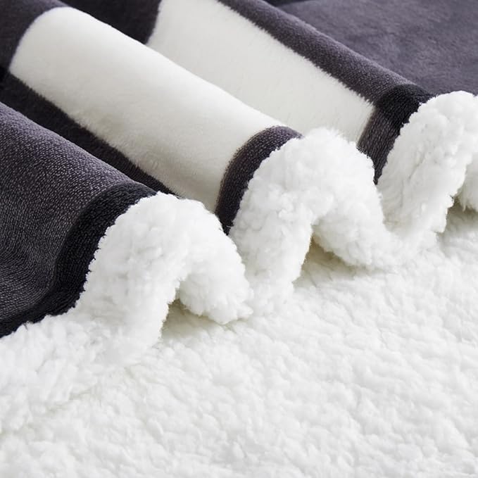 PU MEI Sherpa Blanket Fleece Throw Blanket Twin Plaid Thick Bed Blanket, Soft Warm Cozy Dark Grey Checkered Throw Blanket 60"*80"-StrideForce Fitness