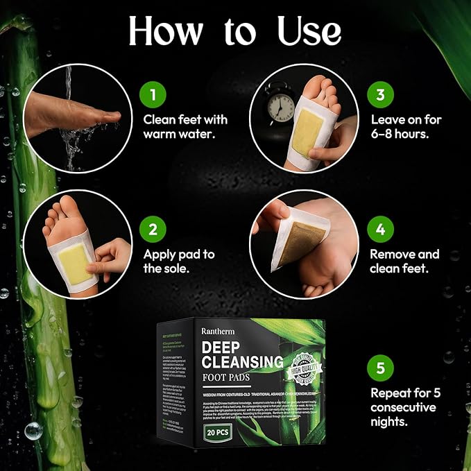 Foot Patches Pads for Deep Cleansing: Feet Patches Bamboo Wood Vinegar Ginger Foot Pads for Promoting Sleeping 20 Packs - 2 Boxes-StrideForce Fitness