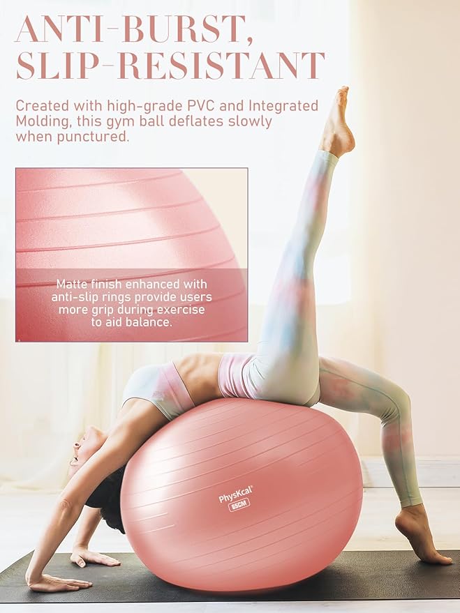 Yoga Ball for Exercise, Pilates Set, 4 Sizes Fitness Ball for Workout, Birthing, Pregnancy, Physical Therapy- Pump Included-StrideForce Fitness