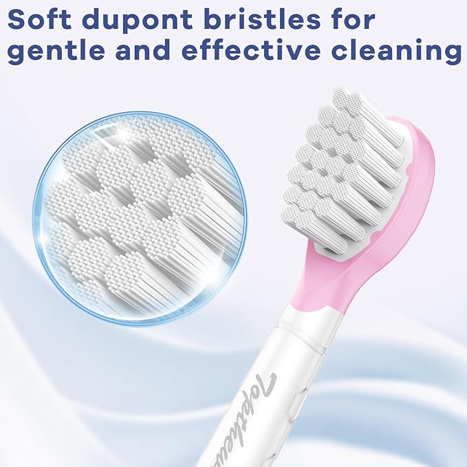 Toptheway Kids Toothbrush Heads for Philips Sonicare: Compact Brush Heads for Kids 3-7 Years, Pink and Green, 4 Pack