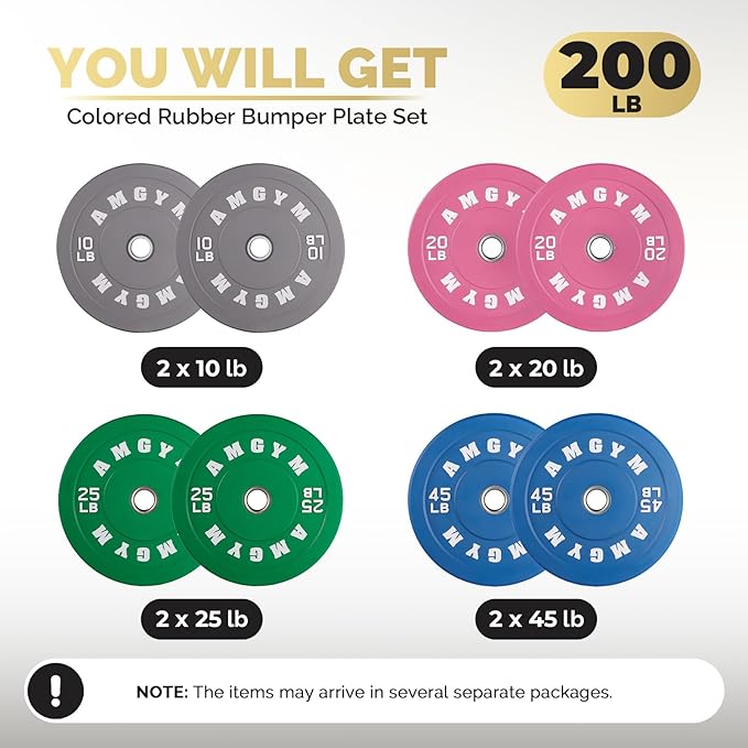 2 Inch Bumper Plates，10-500lbs，Barbell Rubber Olympic Weight Plates Set for Home Gym, Strength Training & Weight Lifting, Multiple Options Colors-StrideForce Fitness