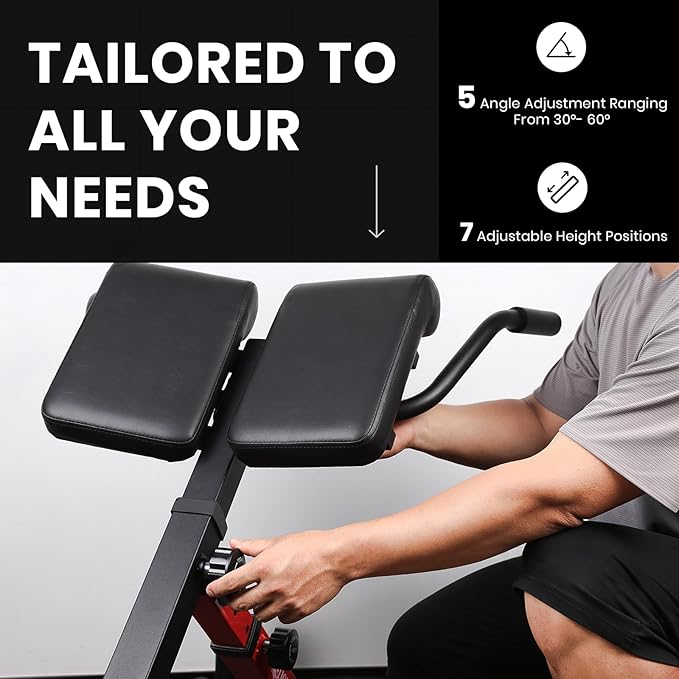LIONSCOOL Heavy-Duty Adjustable Roman Chair - Back Extension Bench with Multiple Adjustment Functions- Hyperextension Bench Perfect for Home Gym-StrideForce Fitness