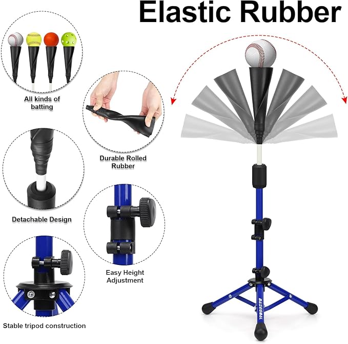 Baseball Tee for Kids,Youth Stand Set,Teeball Set,Youth Baseball,Softball Batting Tee Set,Easy Adjustable Height-StrideForce Fitness