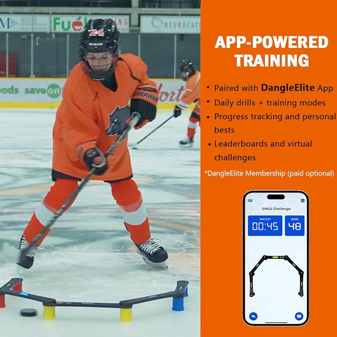 Potent Digital Stickhandling Trainer 2.0 – App-Enabled Hockey Training Aid | Real-Time Feedback, Scoreboard & Timer | Portable On/Off Ice Puck Handling & Reaction Drills-StrideForce Fitness