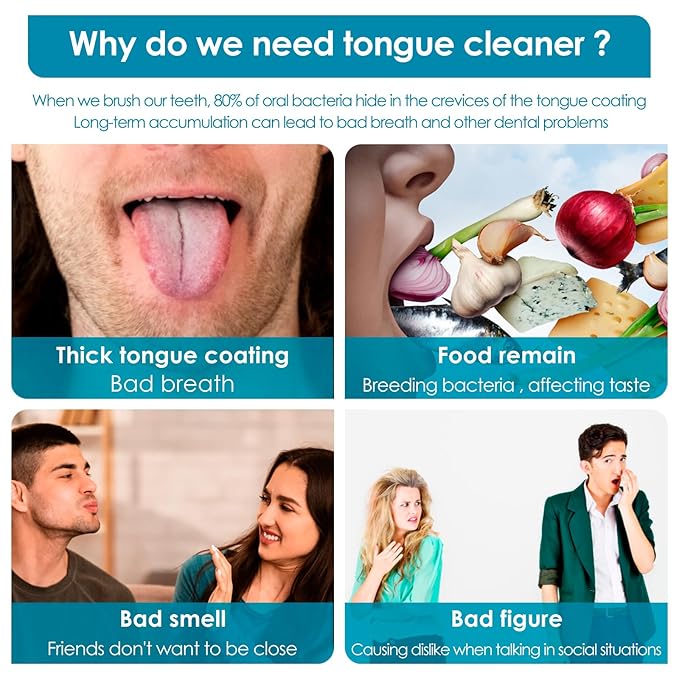 8 Pcs Tongue Scraper Stainless Steel Tongue Cleaners Wide Head Tongue Cleaner Tool Reduce Bad Breath Tongue Scrapers for Fresh Breath