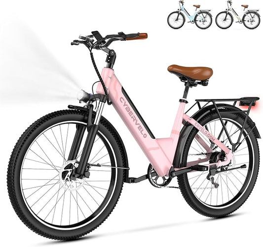 1000 Peak Electric Bike for Adults,up 80 Miles Removable Battery Ebike, 26" Electric E Bike with 7-Speed,Adult Electric Bicycles for Commute Beach Snow Womens All Terrain-StrideForce Fitness