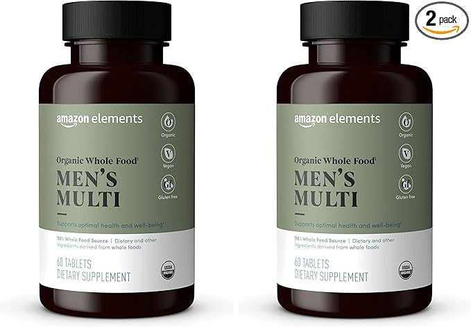 Amazon Elements Organic Whole Food Men's Multi, 60 Tablets (Pack of 2)-StrideForce Fitness