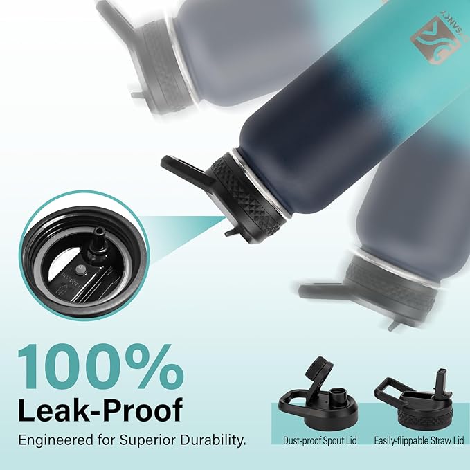 Insulated Water Bottle | Thickened Stainless Steel Vacuum Metal | Portable Sports Water Jug for Gym and Hiking with Straw, Carrier Bag, Handle Strap | BPA-Free 32 oz-StrideForce Fitness