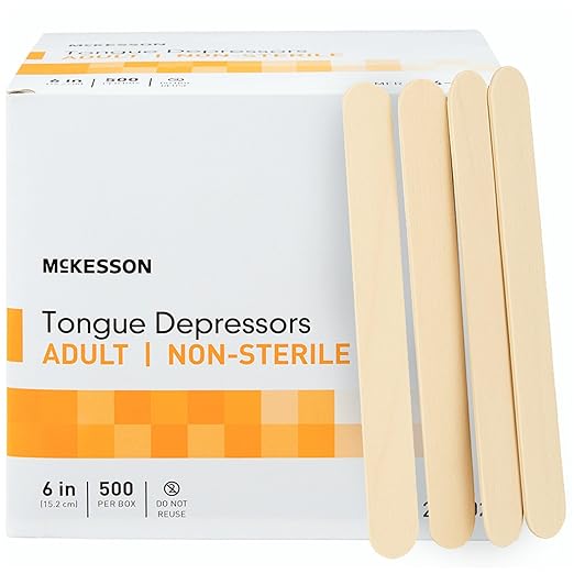 McKesson Tongue Depressors [500 Count] Adult Size, Non-Sterile, Wood, Unflavored, Splinter-Free, 6 in – Use for Medical, Arts, Crafts, Spa