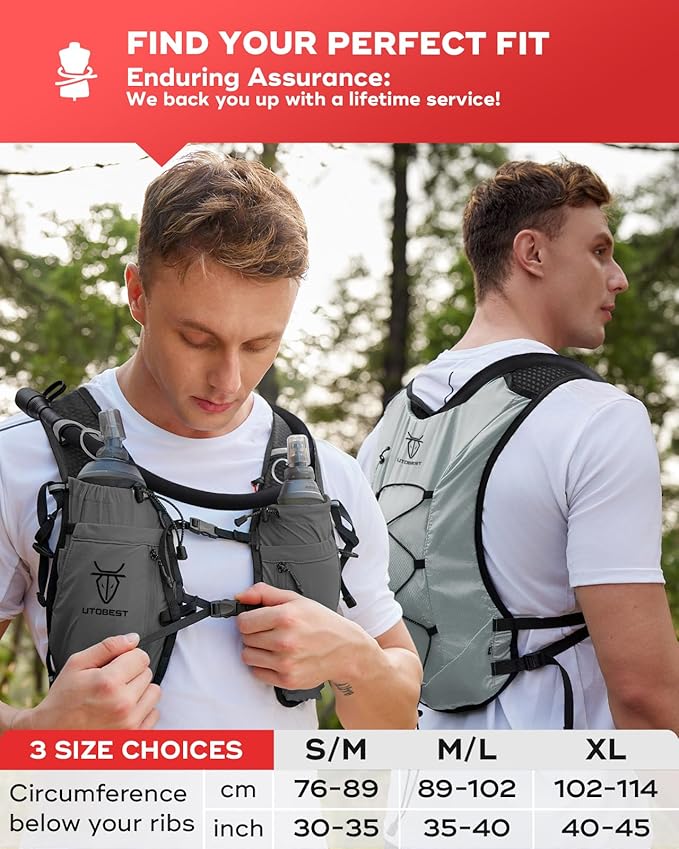UTOBEST Upgrade Running Hydration Vest 10L, Running Backpack for Women Men Multi-Functional Storage, Adjustable Water Vest for Trail Marathon Race Jogging Cycling-StrideForce Fitness