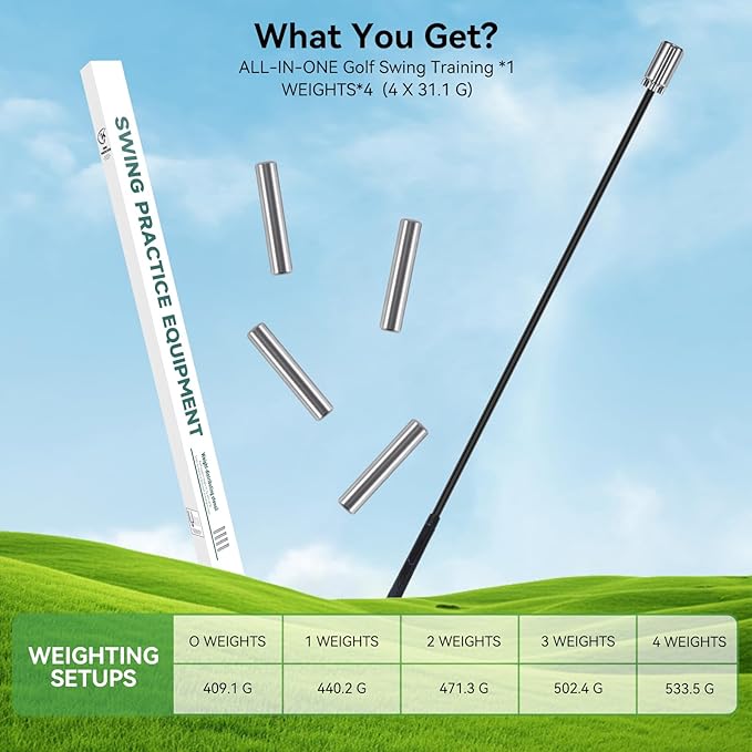 Golf Swing Trainer Aid, Weighted Golf Grip Trainer for Improve Swing Speed and Chipping Hitting, Adjustable Weight System for Golf Speed Training Warmup Aid for Men and Woman-StrideForce Fitness