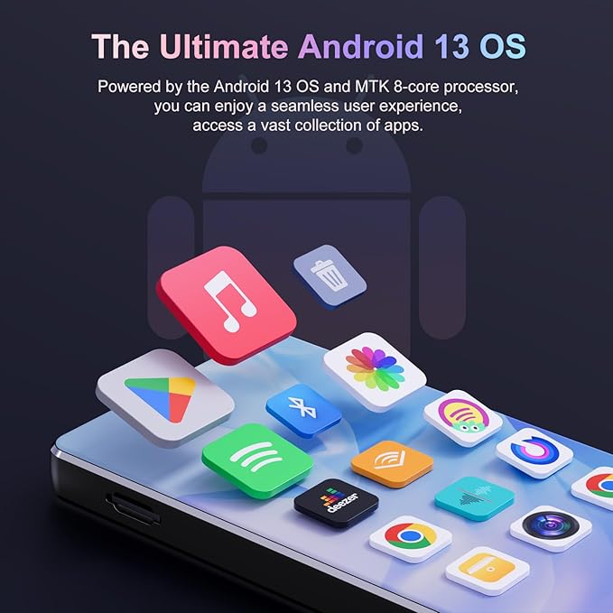 80GB MP3 Player with Bluetooth and Camera, Android 13 OS MP3 & MP4 Player with 4" Touchscreen and Speaker, Spotify Music Player with Audible, FM Radio, Amazon Music, Play Store-StrideForce Fitness