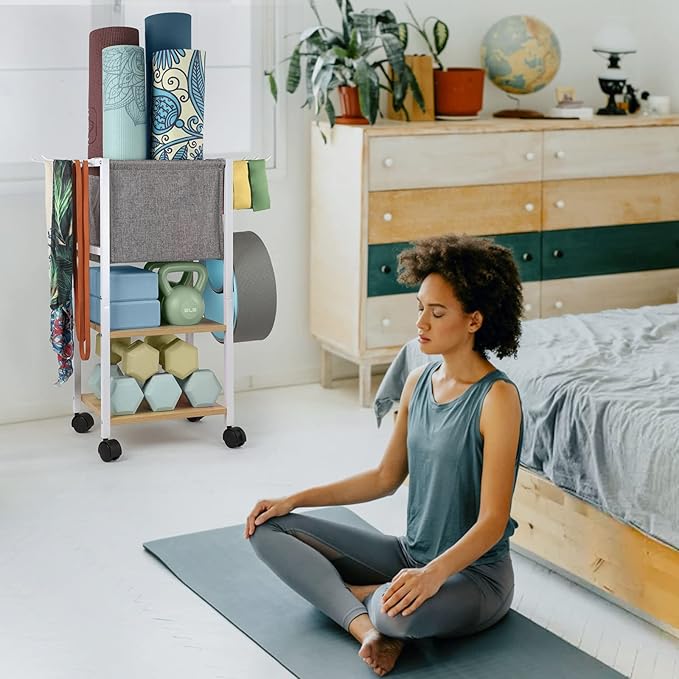 Weight Rack Dumbbell Rack Garage Storage Organization Garage Shelving Yoga Mat Storage Rack Home Gym Equipment Workout Equipment Storage Organizer Yoga Mat Holder Gym Essentials Women Men Fitness-StrideForce Fitness