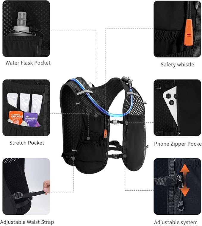 ECOHUB Running Hydration Vest Backpack,Lightweight Breathable Pack with 2L Water Bladder Bag Daypack for Hiking Trail Running Cycling Race Marathon for Women Men-StrideForce Fitness