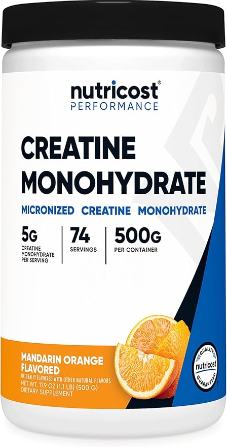 Nutricost Creatine Monohydrate Powder (Mandarin Orange, 500 Gram) - Micronized Creatine Supplement - Vegan, Non-GMO, Gluten Free-StrideForce Fitness