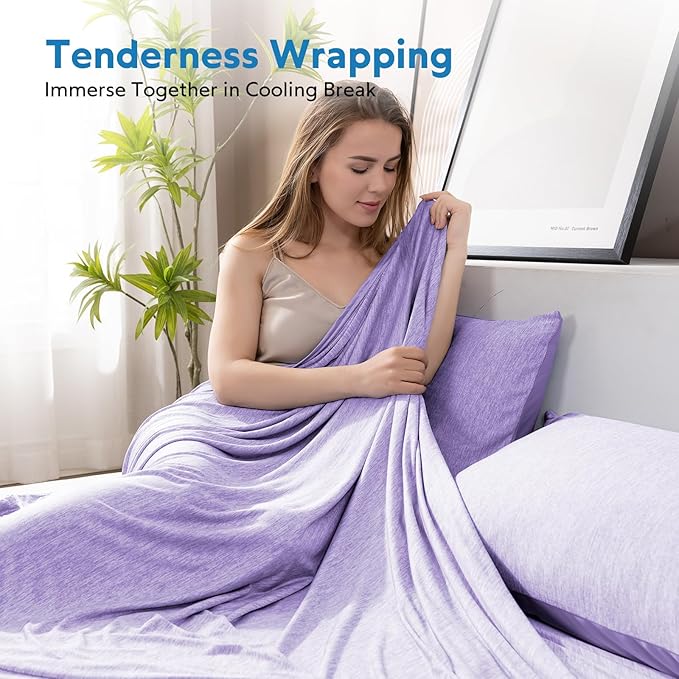 HOMFINE Cooling Blankets for Hot Sleepers - Summer Blanket Thin Lightweight Breathable Soft Double Side Enhanced Cooling for Bed Couch Sofa, Keep Cool for Night Sweats (Purple, 108 x 90 inches)-StrideForce Fitness
