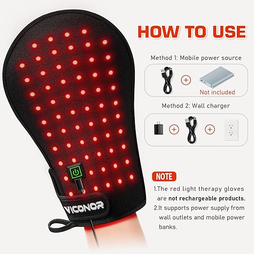 Red Light Therapy Device for Hands, Infrared-Light-Therapy-Gloves Finger Wrist, Led Near Infrared Light Skin Care, Carpal Tunnel(Pack of 2)-StrideForce Fitness