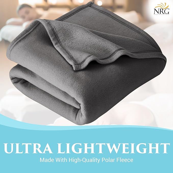 NRG Polar Fleece Blankets Fleece Massage Table Blanket - 60" x 86" - Grey - Ultra Soft, Warm & Comfortable - Lightweight Blanket Perfect for Most Massage Tables - Machine Washable-StrideForce Fitness