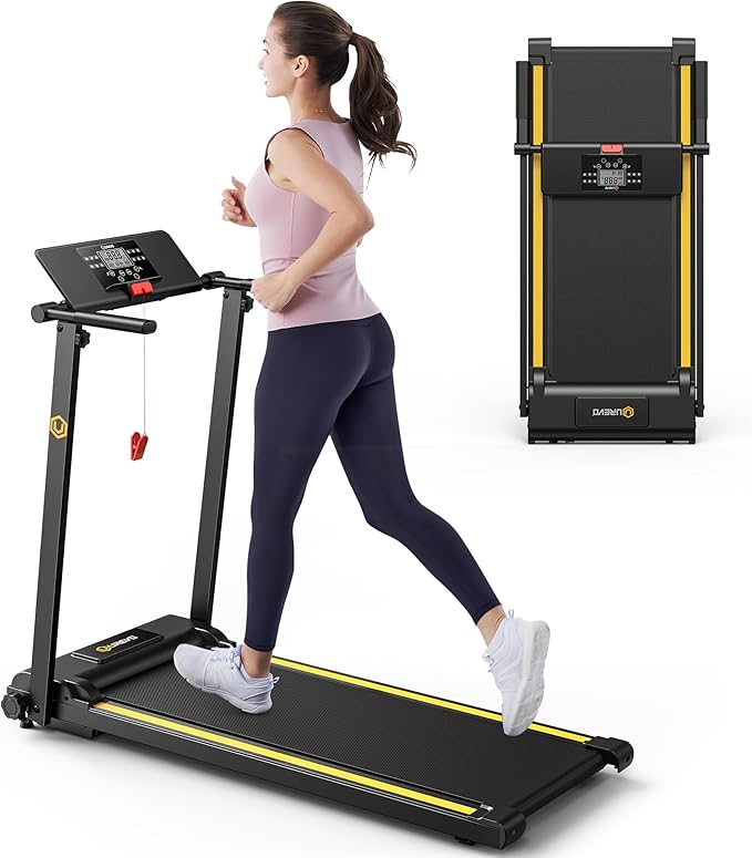 UREVO Treadmill with Desk Workstation, Walking Pad Treadmills for Home Office, Under Desk Compact Design Treadmill with HIIT Programs, Remote Control, LED Display-StrideForce Fitness