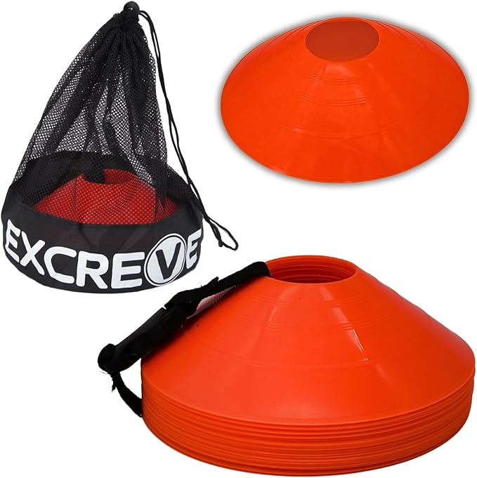 Agility Soccer Cones with Carry Bag for Sports Training - Set of 24 & 50 Orange Soccer Cones for Training Football, Basketball, Fitness - Outdoor & Indoor Drill - Coaching Practice Equipment-StrideForce Fitness
