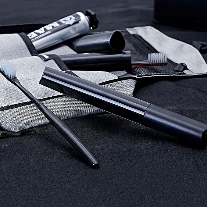 Portable Travel Toothbrush Case, Plastic Container Toothbrush Holder Brushes Box Breathable Design with Air Hole More Toothbrush Tube Container for Home Daily Business Use (2 Black)