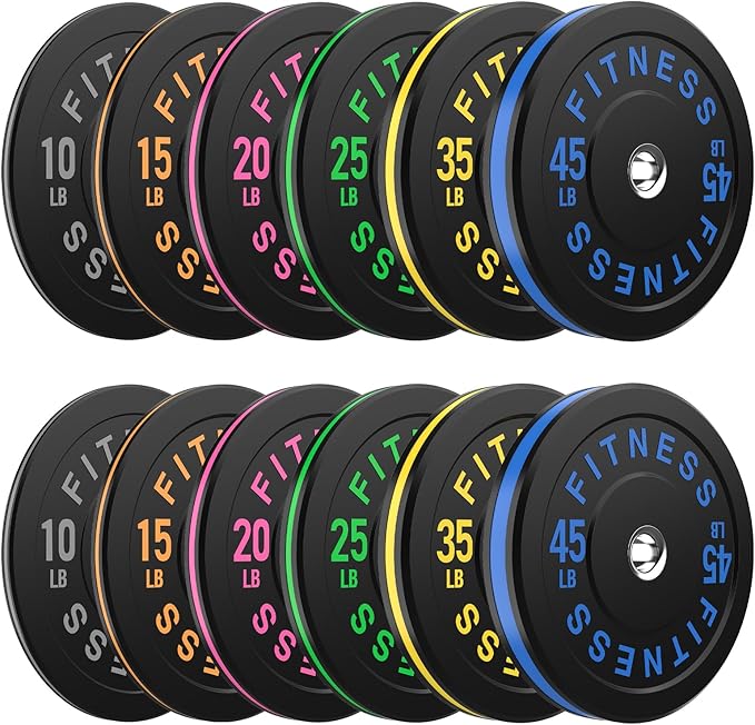 Rubber Weight Plates, Olympic Bumper Plate Set 2-Inch, 45/100 / 160/190 / 260/300 lb Barbell Weights for Home Gym, Colored Standard Strength Training Plates for Weightlifting-StrideForce Fitness
