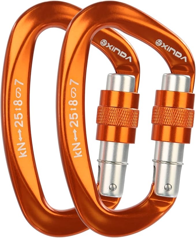 Screwgate Locking Carabiner Clip - Professional Rock Climbing Carabiner Screw Lock,Heavy Duty Carabiners for Climbing,Mountaineer,Hammock,Camping,Outdoor Equipment-StrideForce Fitness