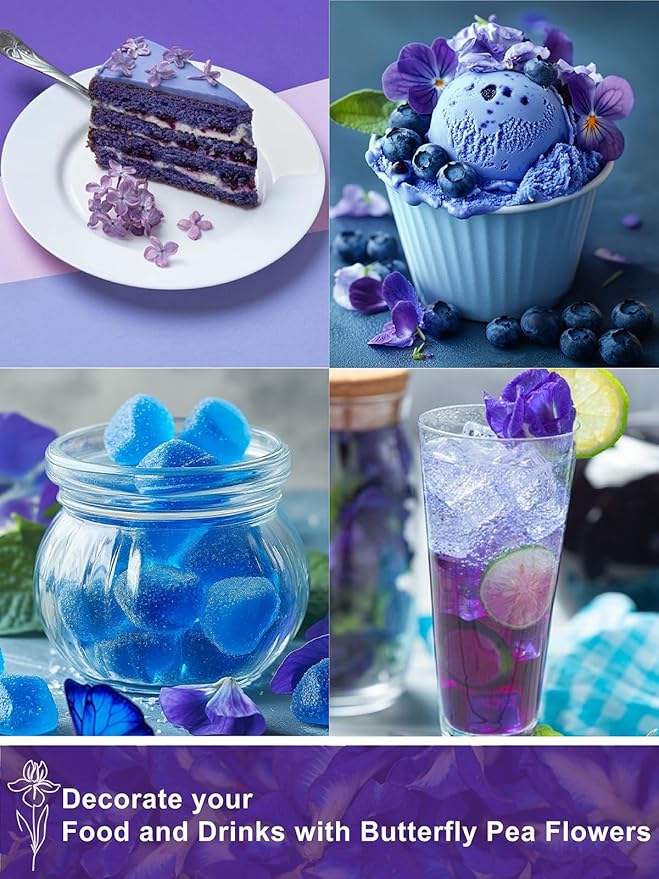 TeeLux Butterfly Pea Flower Tea Bags, Premium Dried Butterfly Pea Flower for Blue & Purple Drinks and Food Coloring, 100 Count