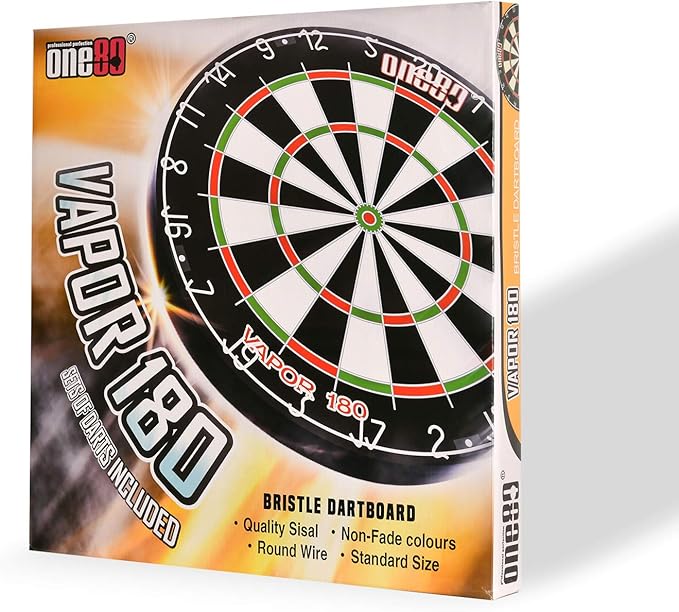 Vapor 180 Bristle Dartboard Staple Free Bullseye Steeltip Darts Extra Flights-StrideForce Fitness