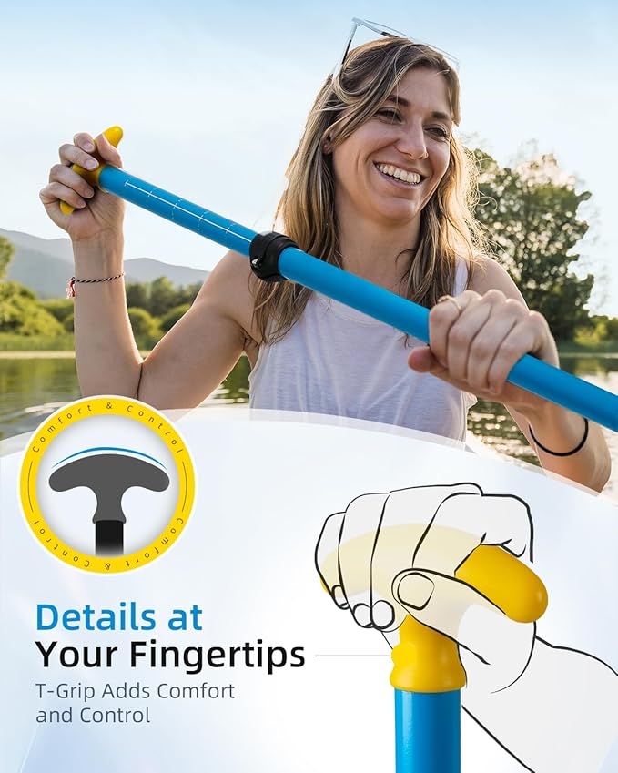 OCEANBROAD Canoe Paddle, Adjustable from 4'3''to 5'3''/130cm to 160cm Aluminum Shaft with Plastic Blade for Canoeing Boating Kayaking, 3-Piece Floatable Oar-StrideForce Fitness