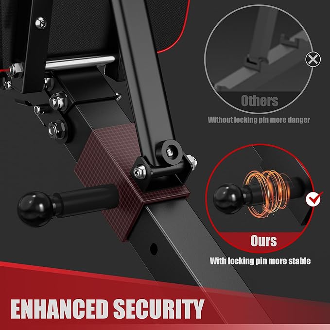 Adjustable Weight Bench, Bench Press for Full Body Workout, Foldable Workout Bench for Home Gym, Strength Training Bench to Incline Decline Flat w/Leg Extension and Headrest-StrideForce Fitness