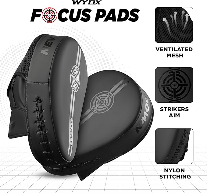 WYOX Curved Boxing Punch Mitts – Boxing Pads Training Set, Punching Mitts for Adults, Kickboxing Pads, Muay Thai Pads, Karate Pads, MMA Training Equipment, Martial Arts Focus Pads-StrideForce Fitness