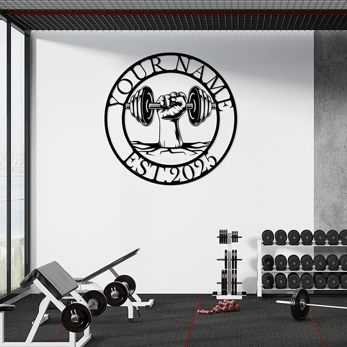 Personalized Metal Gym Sign, Custom Fitness Metal Wall Decor, Body Builder Lovers Gift, Gym Custom Unique Metal Wall Art, fitness room decor, home gym decor, gym wall art (Style-5)-StrideForce Fitness