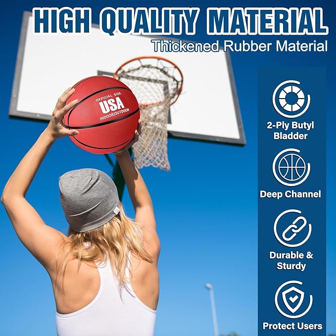 HyDren 12 Pcs Basketballs Bulk with Pump Donation Supplies Size 5/6/7 Deflated Basketball for Outside Sport Operation Machine Stitched Ball-StrideForce Fitness