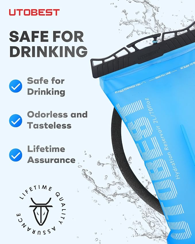 UTOBEST Hydration Bladder,TPU Water Bladder,Water Bladder for Hiking Backpack,BPA Free,Wide Opening,Leak-Proof,Water Reservoir for Hiking Cycling Camping Running-StrideForce Fitness
