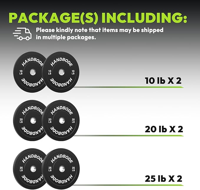 Colored Bumper Weight Plates Olympic Weight Plate Set 2-Inch, 10/15/20/25/35/45/55 lb Barbell Weight Plates Set for Home Gym, Rubber Strength Training Weights Plates for Weight Lifting-StrideForce Fitness