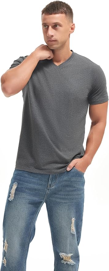 VEIISAR Premium V Neck T Shirts for Men - Modern Fitted Tees Vneck Undershirts-StrideForce Fitness