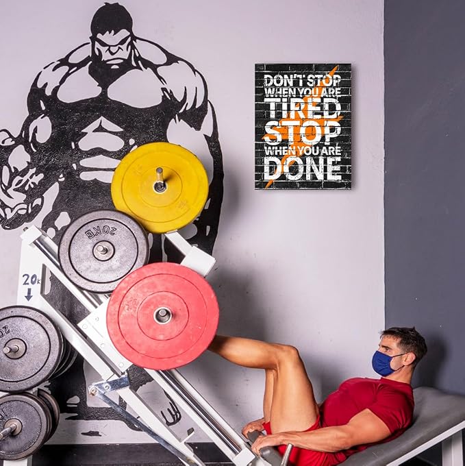 Gym Quotes Wall Art,Inspirational Workout Wall Decor,Don't Stop When You're Tired Stop When You're Done Canvas Wall Art for Home Gym Exercise Fitness Room-StrideForce Fitness